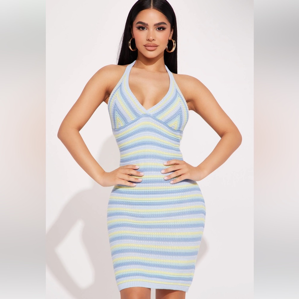 Tuva Lou Knitted Mini Dress - Aqua
